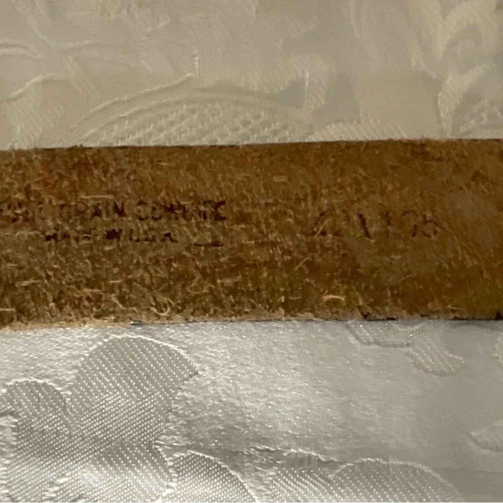 Vintage Genuine Leather Men's Belt Light Brown  Embossed Pattern  51” Long